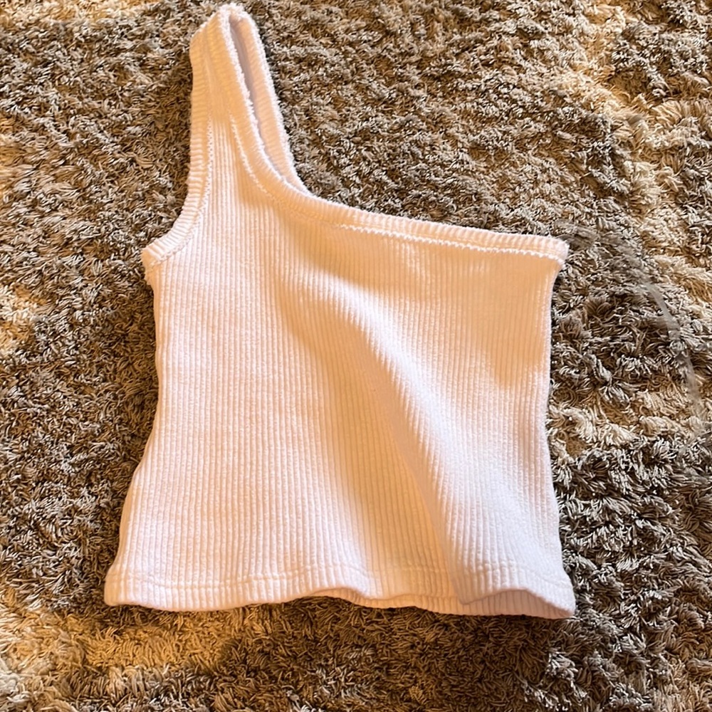 tillys one shoulder white tank